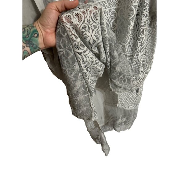 Scandal Italy layered lace sheer puff sleeve mini dress‎ boho victorian size M - Picture 4 of 9